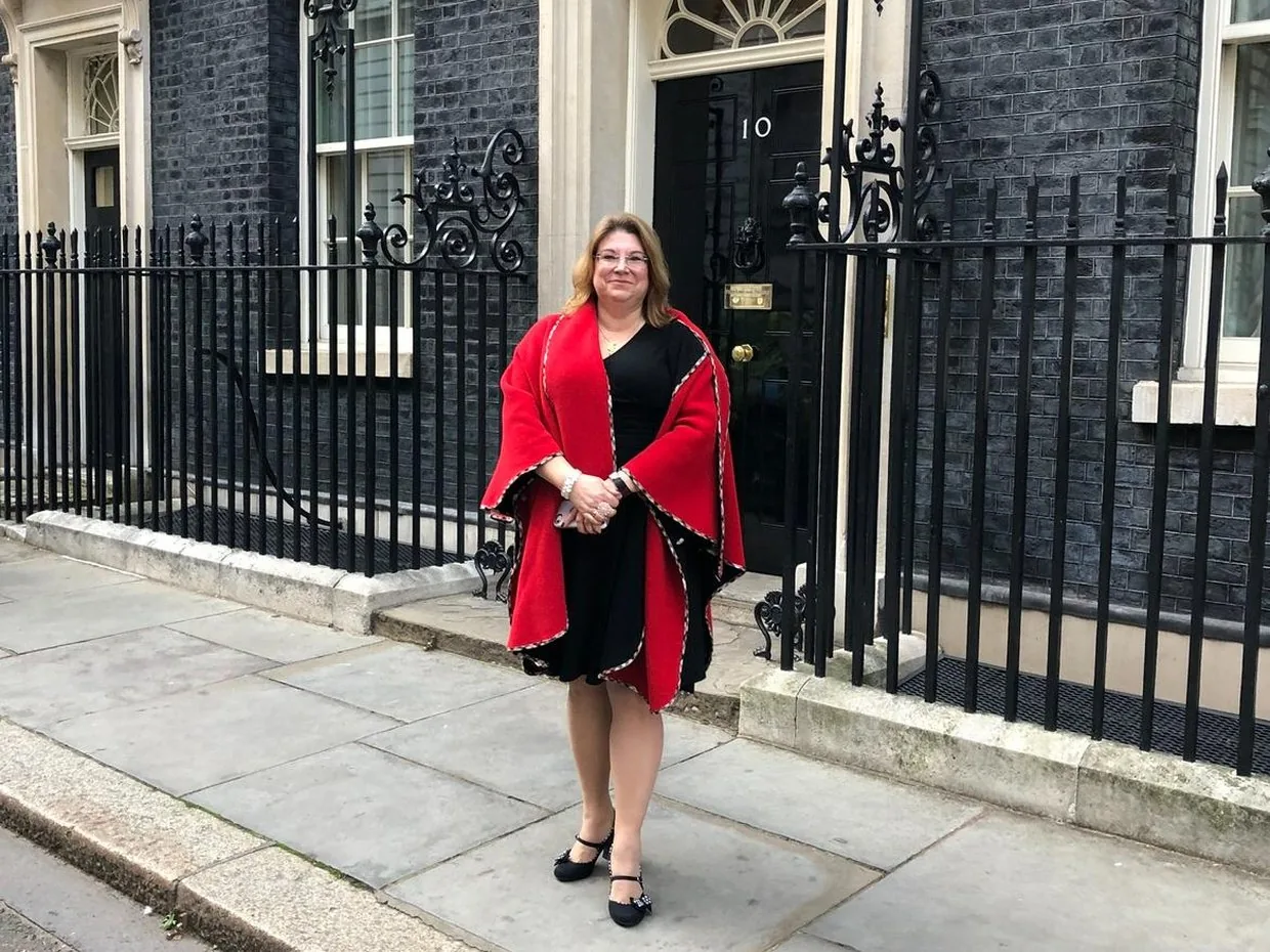 Heather Anstey-Myers, executive and business coach from South Wales, outside 10 Downing Street in London